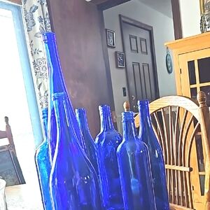Elegant Blue Glass Bottle Set